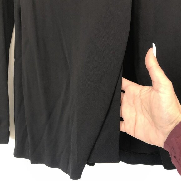 Eileen Fisher Black Open Front Cardigan Size L 100% Rayon Lightweight - Picture 4 of 4